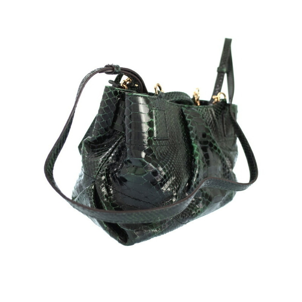 Ferragamo Python 2way Chain Handbag Green - image 2